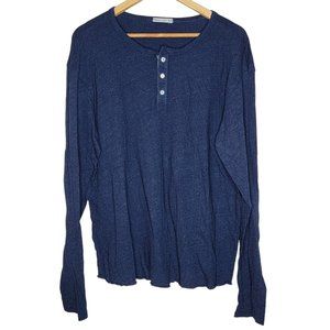Marine Layer M / L Navy Blue Men's Long Sleeve Casual Henley Shirt